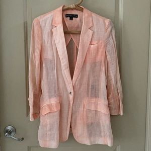 Elizabeth and James Pink/Coral Linen Sheer Blazer